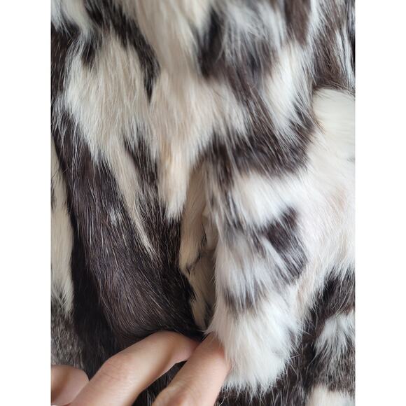 Vintage Rabbit Fur Black & White Jacket Coat Women's Sz M - Picture 5 of 11